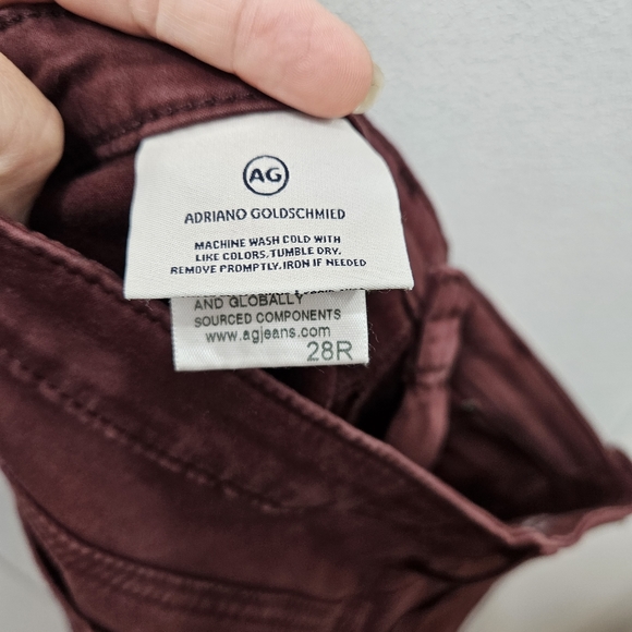 Adriano GoldSchmied "The Legging Ankle" Super Skinny Burgundy Pants Size 28R - Picture 8 of 9